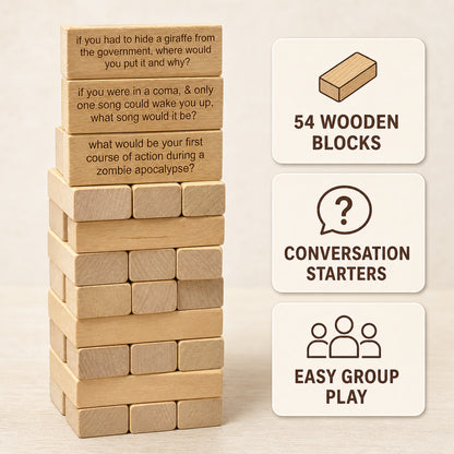 😆Ice Breaker Questions Tumbling Tower Game