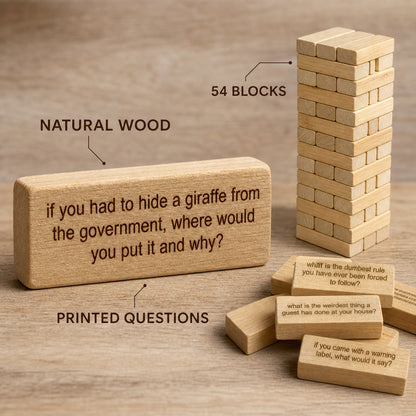 😆Ice Breaker Questions Tumbling Tower Game