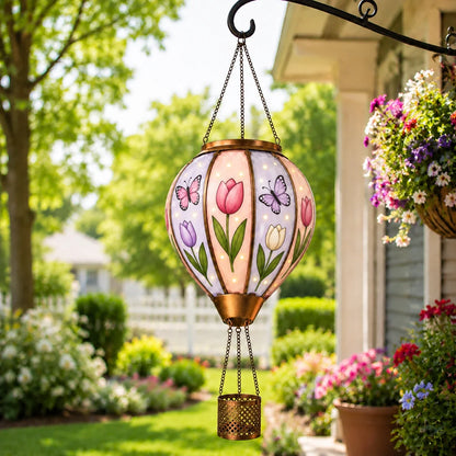 Hot Air Balloon Solar Lantern With Flame Effect