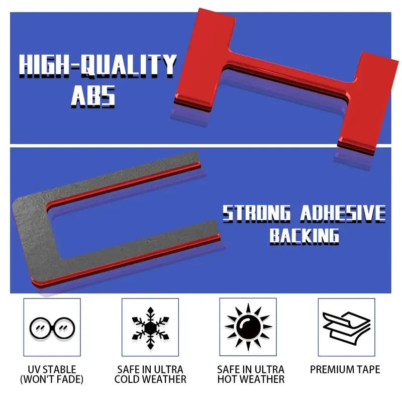 Close-up of the ABS tailgate letters and adhesive backing