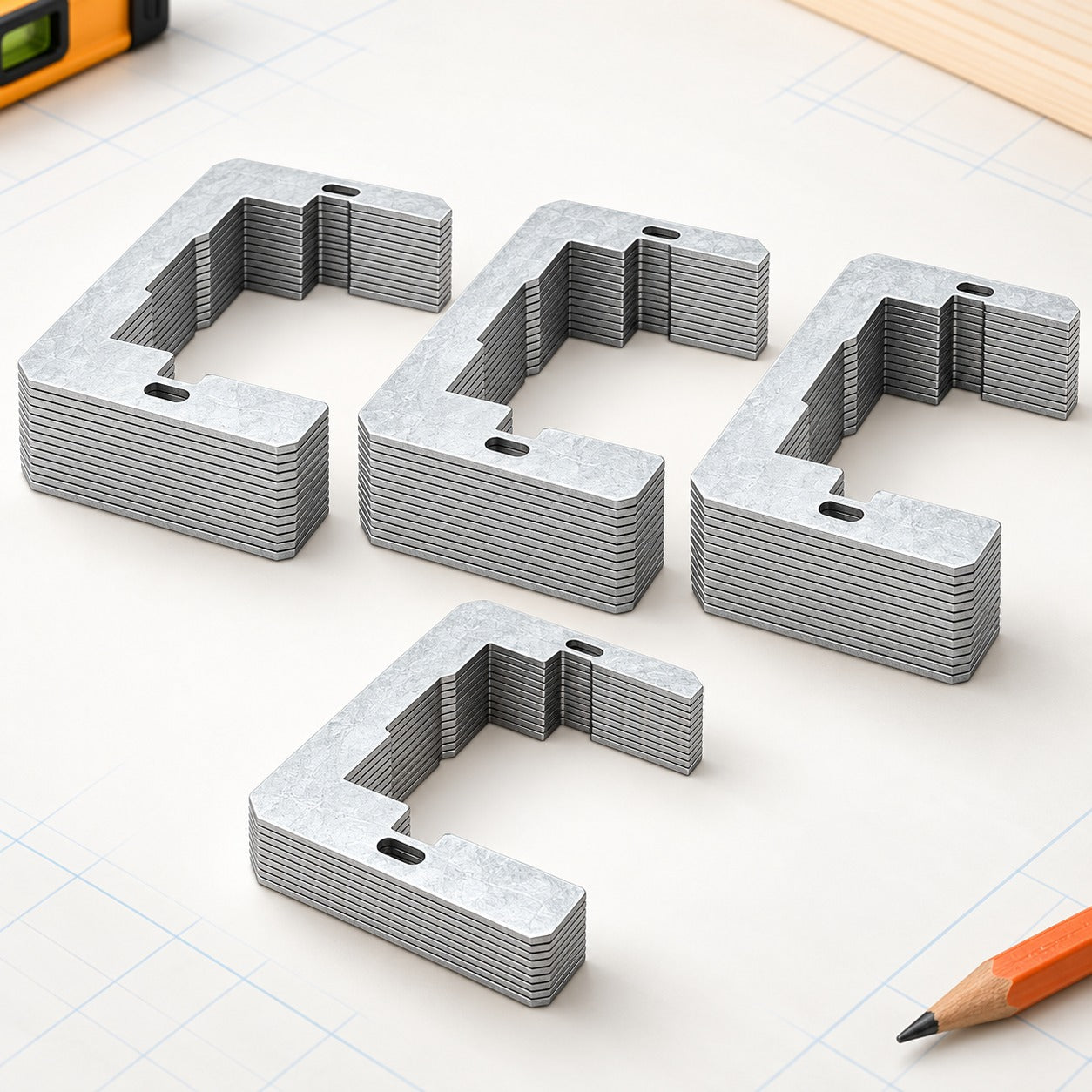 Thirty-pack of silver metal wall plate spacers