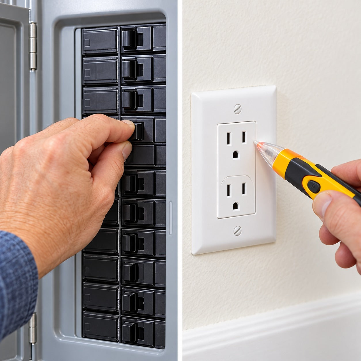 Turn off the breaker and verify the outlet is de-energized