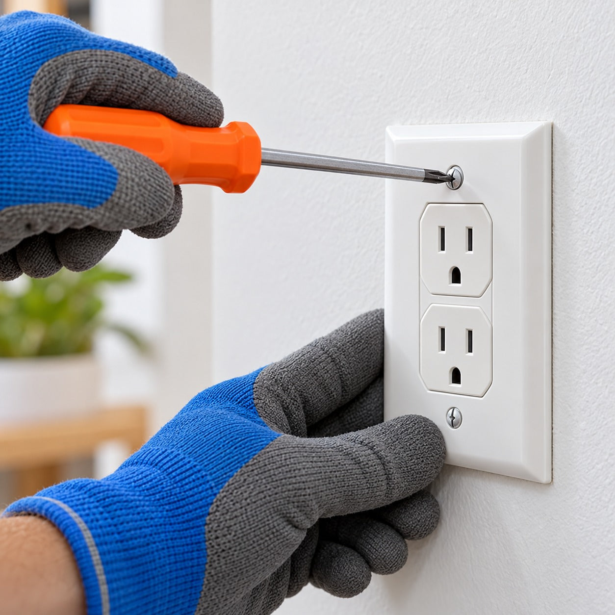 Remove the wall plate from a duplex outlet
