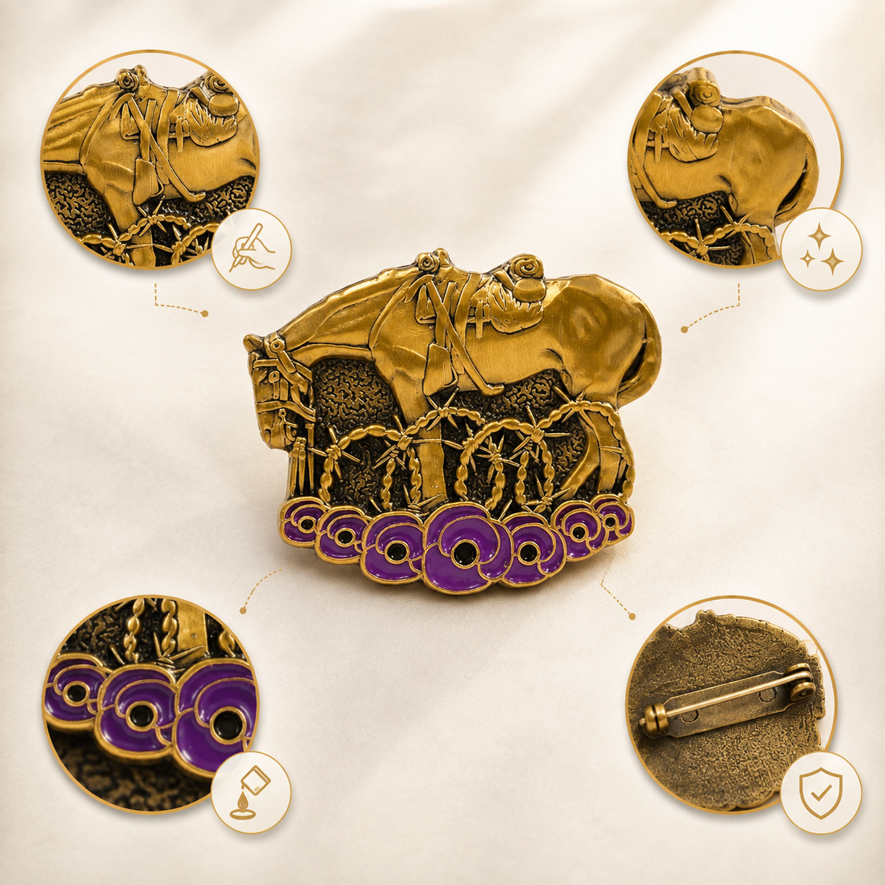War Horse Remembered Brooch material, enamel and fastening details